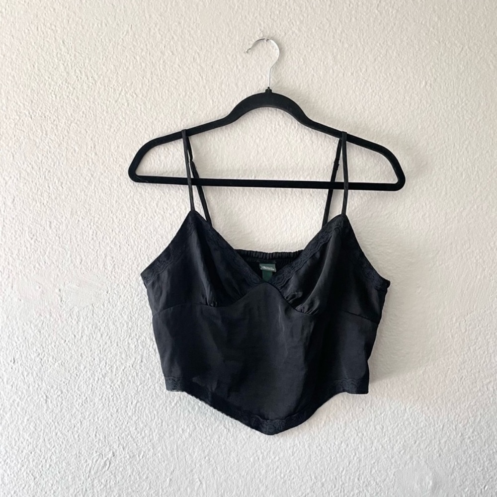 Wild Fable Black Lace Trim Spaghetti Strap Cropped Cami